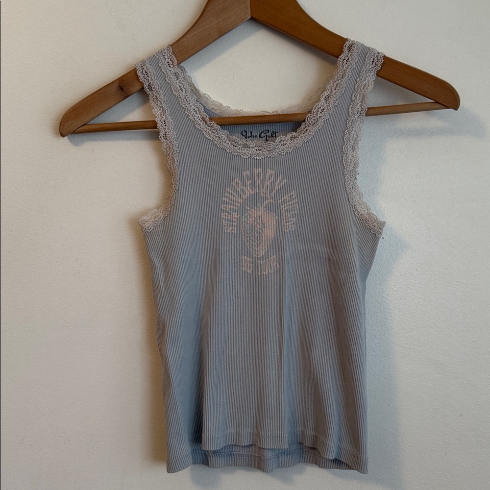 Brandy Melville John Galt Blielacy trim tank top cami w/graphics